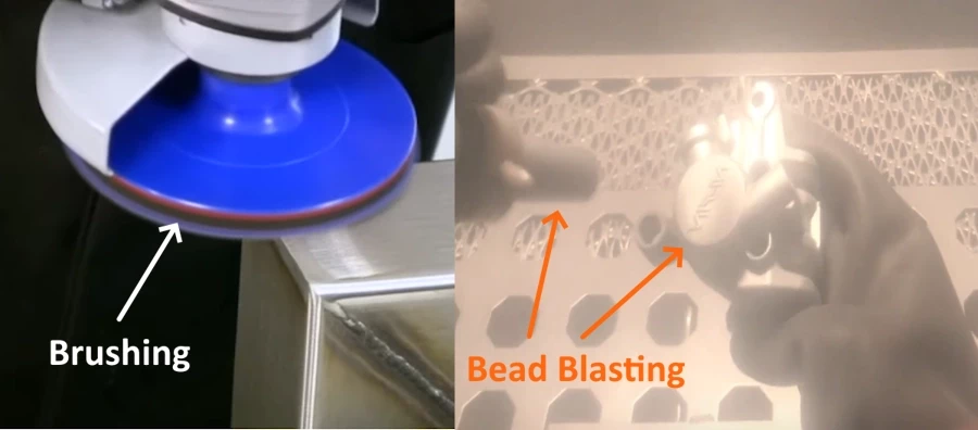 Brushing and Bead Blasting in action