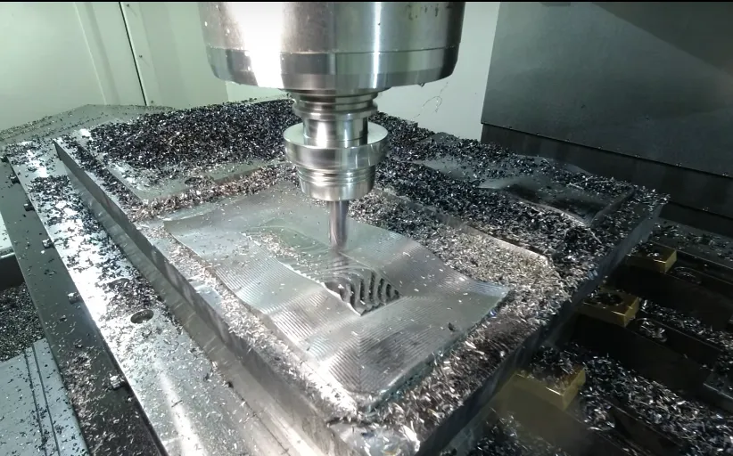 An injection mold during making process