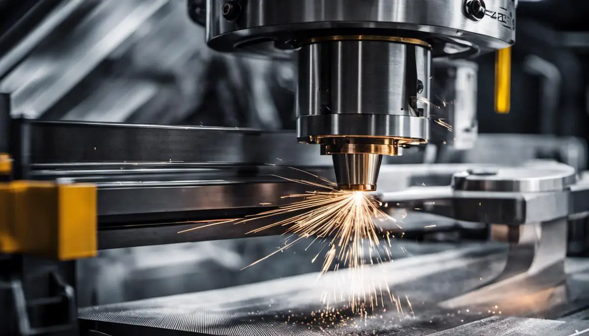 An image showing a CNC machine in operation, showcasing its precision and advanced technology.